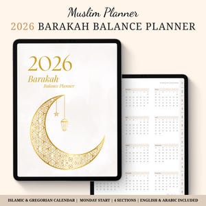Barakah Balance 2026 – Muslim Digital Planner PDF, Prayer Tracker & Halal Budget Planner, Islamic Faith + Productivity Organizer