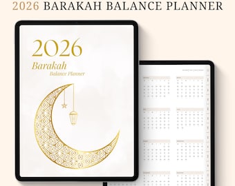 Barakah Balance 2026 – Muslim Digital Planner PDF, Prayer Tracker & Halal Budget Planner, Islamic Faith + Productivity Organizer