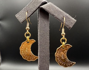 Hong Kong 20 Cents Moon Earrings