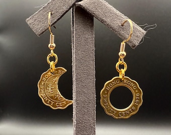 HK 20 Cents Sun and Moon Earrings