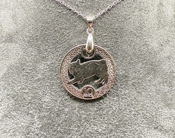Isle of Man Manx Cat 10 Pence Coin 925 Sterling Silver Necklace