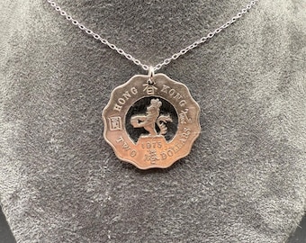 Hong Kong 2 dollars coin necklace