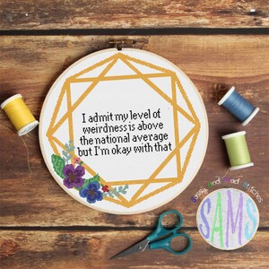 Weirdness Levels ~ Cross Stitch Pattern Digital Download ~ Floral, Sassy, Sarcastic, Subversive, Snarky, Modern
