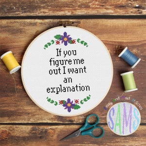 Figure Me Out ~ Cross Stitch Pattern Digital Download ~ Funny, Sassy, Snarky, Subversive, Modern, Simple, Beginner