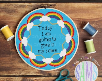 My Some ~ Cross Stitch Pattern Digital Download ~ Rainbow, Modern, Simple, Funny, Sarcastic, Sassy