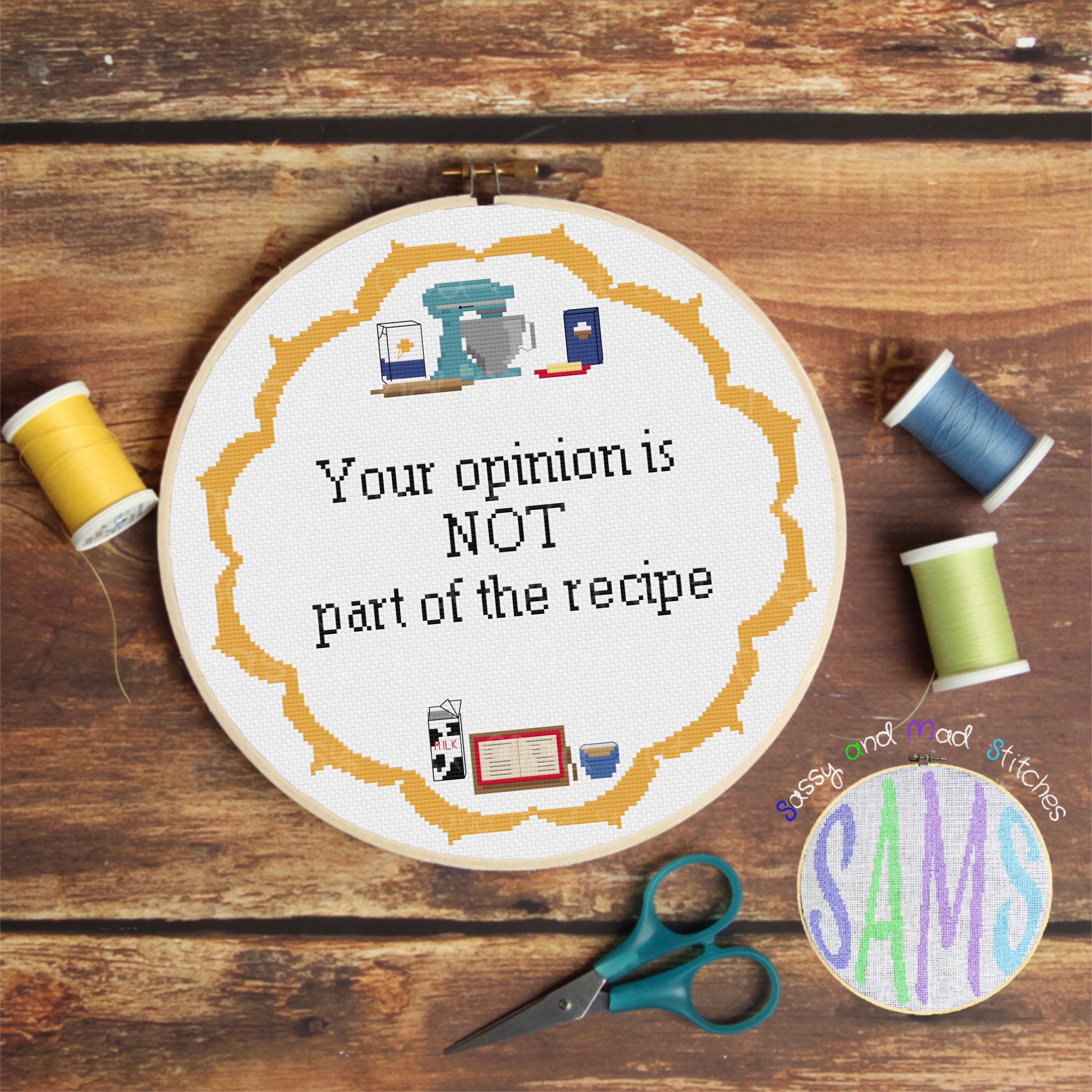 Your Opinion ~ Cross Stitch Digital Download PDF~ Sassy, Subversive, Modern, Funny, Snarky
