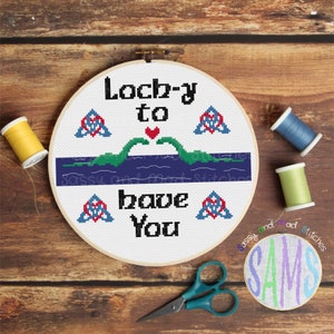 Loch Ness ~ Cross Stitch Pattern Digital Download ~ Cryptid, Modern, Witchy, Simple, Funny, Sassy