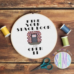 Stage Door ~ Cross Stitch Pattern Digital Download ~ Theatre, Modern, Simple
