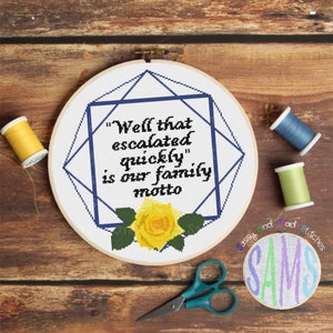Family Motto ~Cross Stitch Pattern Digital Download ~ Snarky, Sassy, Subversive, Modern, Floral, Funny