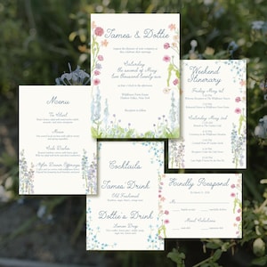 Wildflower Wedding Suite Template | Digital Download | Hand-Painted Florals | Romantic Wedding