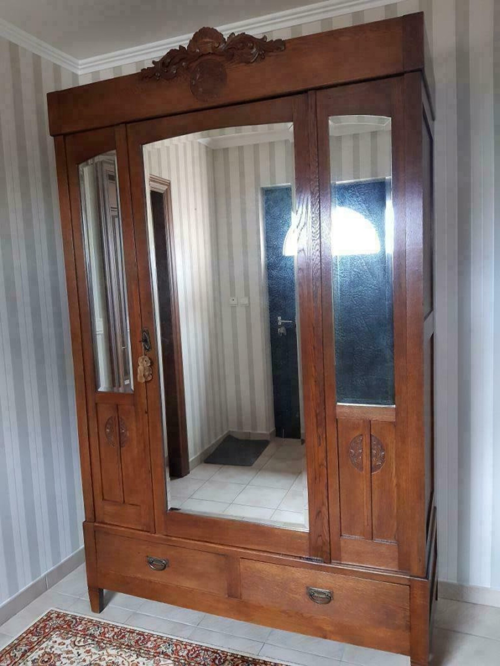 Antique wardrobe mirror art nouveau around 1900 Etsy