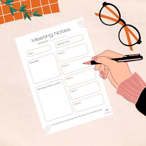 Meeting Notes Template with Affirmation | Meeting Notes PDF | Printable Meeting Minutes & Notes