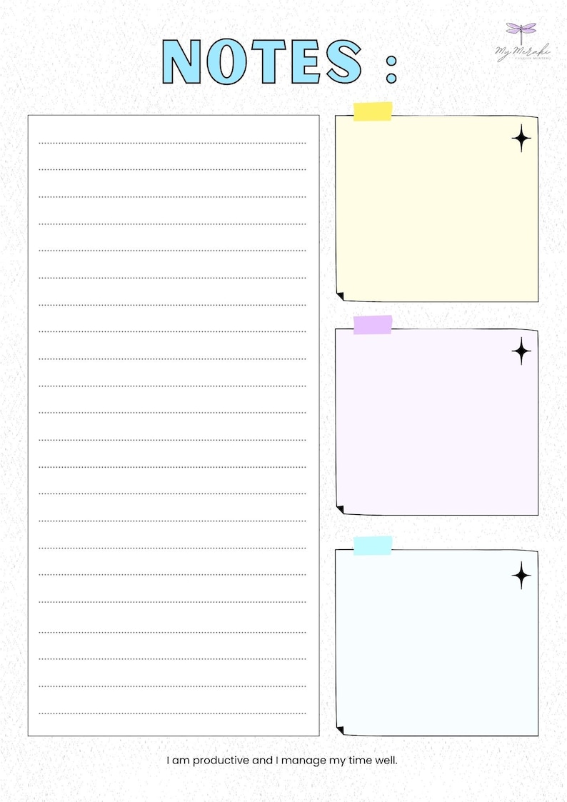 Meeting Notes Template With Affirmation (PDF Download) - Etsy