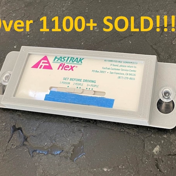 Won't Melt Fastrak Flex Holder for CAV, HOV, & Bridge Toll, transponder, Tesla, ID4, Mach-E, Ioniq, Rivian, Fleet, Delivery, ev