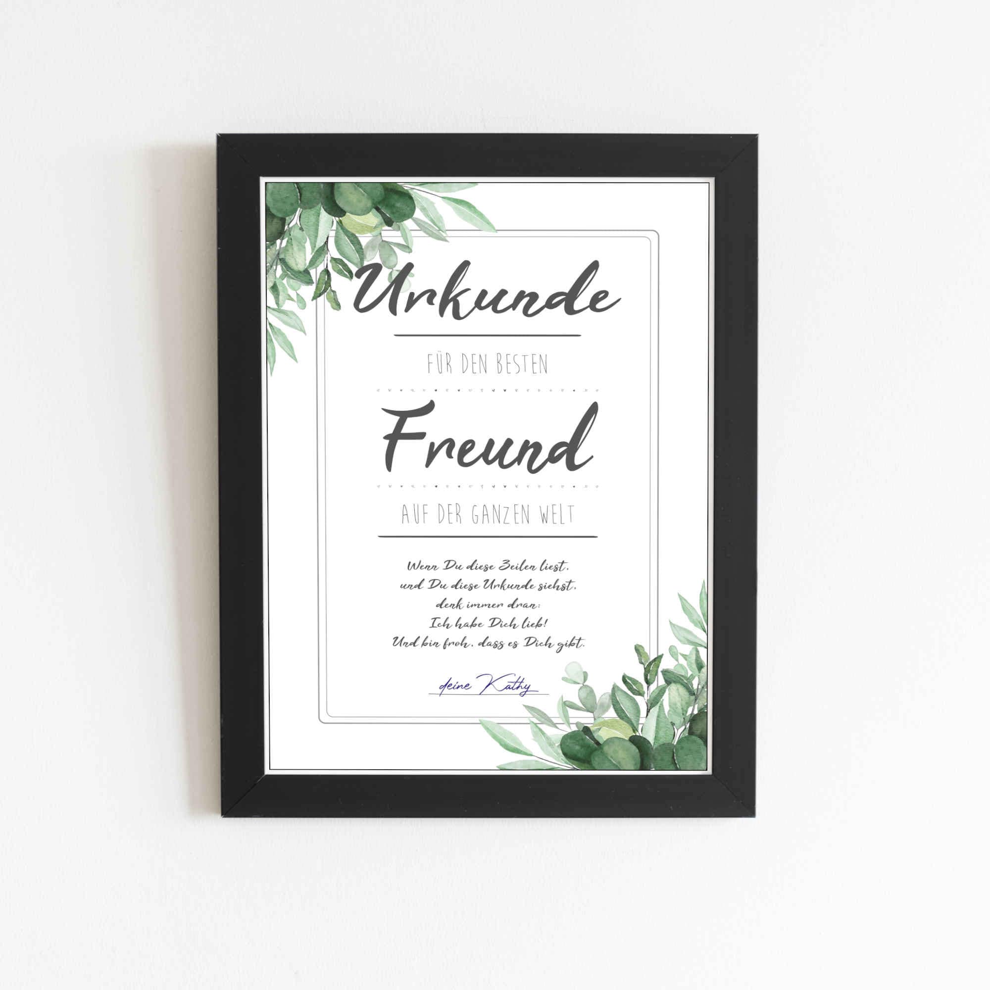 Urkunde für den besten freund auf