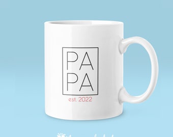 PAPA seit. Datum personalisierbar - Tasse | moderne Typografie | Geschenk für den Papa | werdender Papa Geschenk