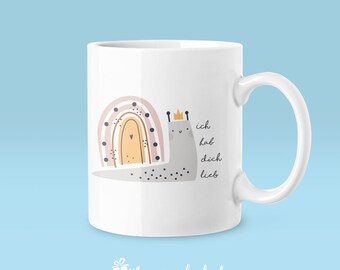 Te amo - Taza - Motivo de caracol - Arco iris - Corazón - Bohemio - moderno - Corona