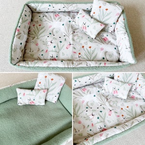 Guinea pig cuddly sofa "Spring Meadow" reversible fleece