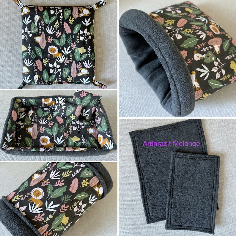Puede incluir: Un conjunto de cuatro camas acogedoras para mascotas con estampado de animales de la selva. El conjunto incluye una cama rectangular, una cama redonda, un t&uacute;nel y una cama plana. Las camas est&aacute;n hechas de tela suave y felpa y son perfectas para mascotas peque&ntilde;as como h&aacute;msters, jerbos y ratones.