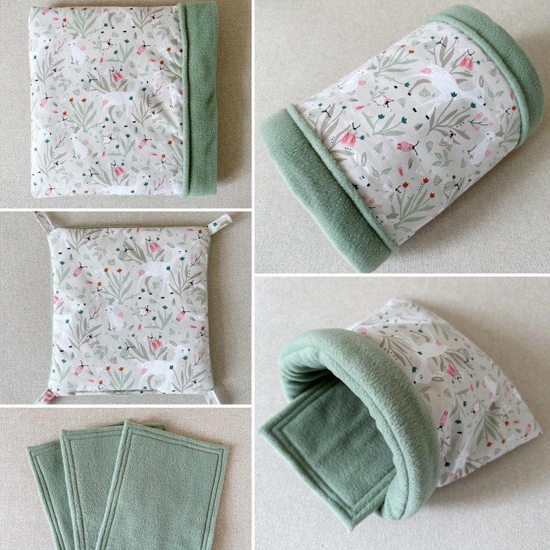 Puede incluir: Un juego de tres forros de cama para h&aacute;mster de felpa verde. Los forros son rectangulares y tienen una textura suave y mullida. Los forros est&aacute;n dise&ntilde;ados para colocarse dentro de una jaula de h&aacute;mster para proporcionar una superficie c&oacute;moda y absorbente para que el h&aacute;mster duerma y juegue.