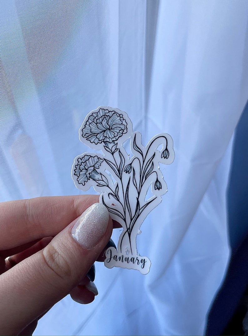 January Birth Flowers Vinyl Stickers Etsy