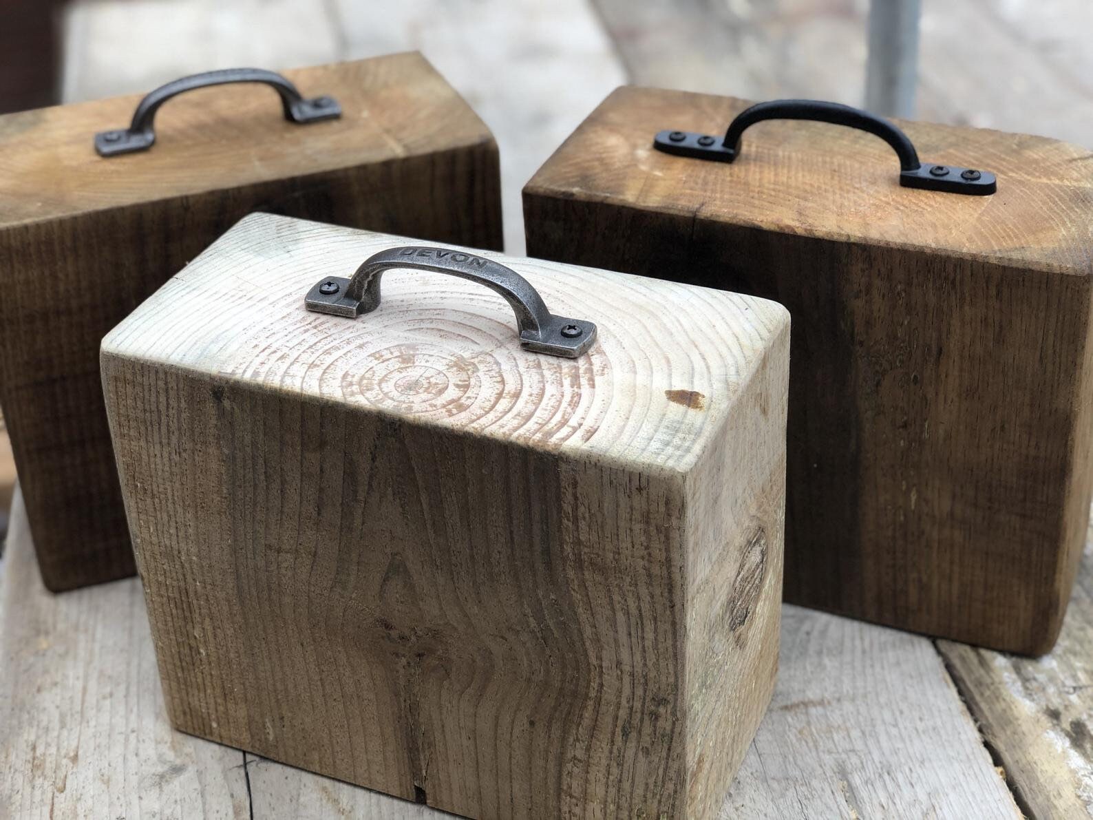 DOOR STOP \\ Rustic Reclaimed Wood \\ Sleeper \\ Rope or Ring Handle …