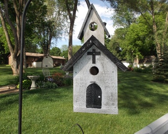 Vintage church birdhouse for hanging