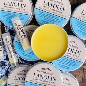 Lanolin Salve + Bonus Lanolin Lip Balm | Lanolin Skin Balm Salve | Wool Fat Lanolin Hand and Body Salve