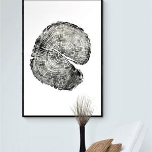 Tree Rings Print, Woodcut Print, Tree Ring Stamp, Unique Wood Art, Huge Wall Art