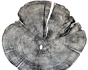 100 year old juniper tree rings print, 24 x 36 Premium wood cut wall art, Meaningful home gift, Floral wall print