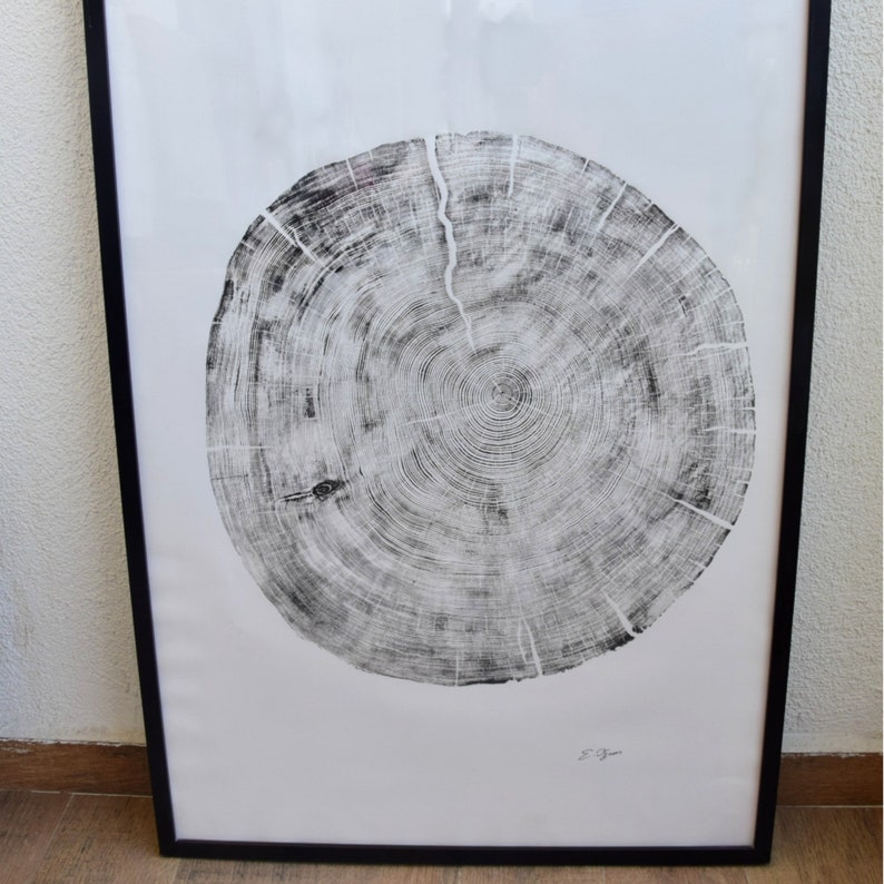 Large Cedar Tree Ring Woodcut Print – Handmade Nature Wall Art image 4