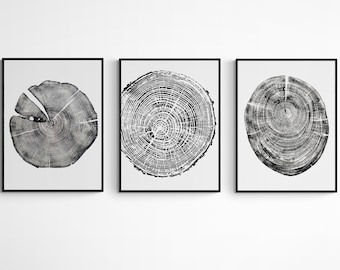 Set Of 3 Woodcut Print Wall Art, Gorgeous Housewarming Gift, Living Room Gallery Wall Set, Rustic Theme Home Decor