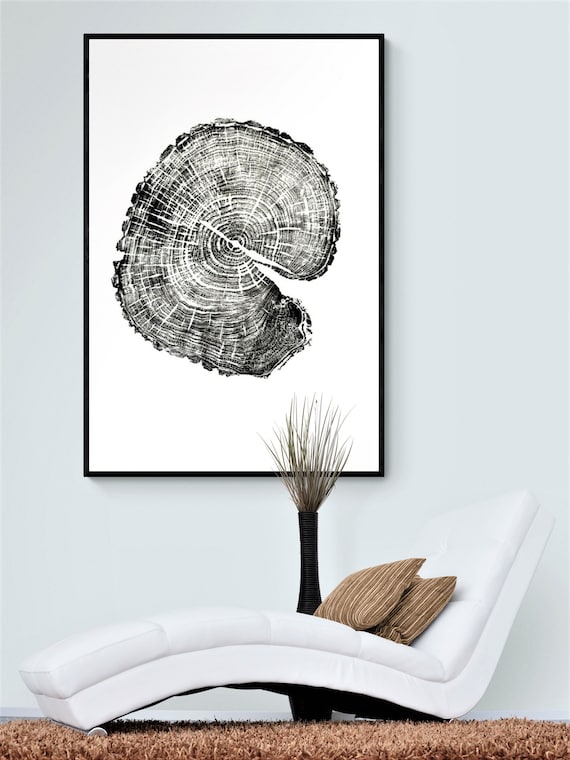 Tree Rings Print Woodcut Print Tree Ring Stamp Unique Wood Etsy