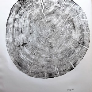 Large Cedar Tree Ring Woodcut Print – Handmade Nature Wall Art image 3