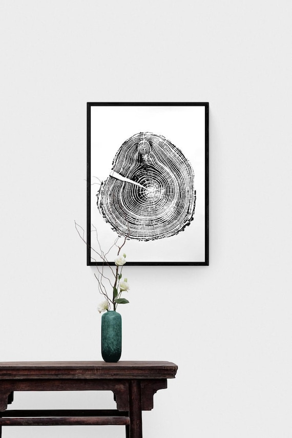 Old Woodblock Print Art Wood Stump Wall Art Tree Rings 18x24 Etsy