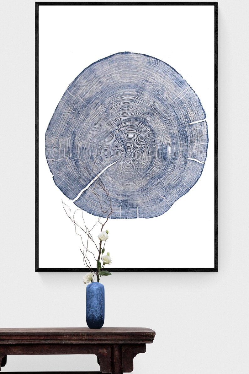 Framed handmade linocut cedar tree print, perfect anniversary gift or rustic wall decoration