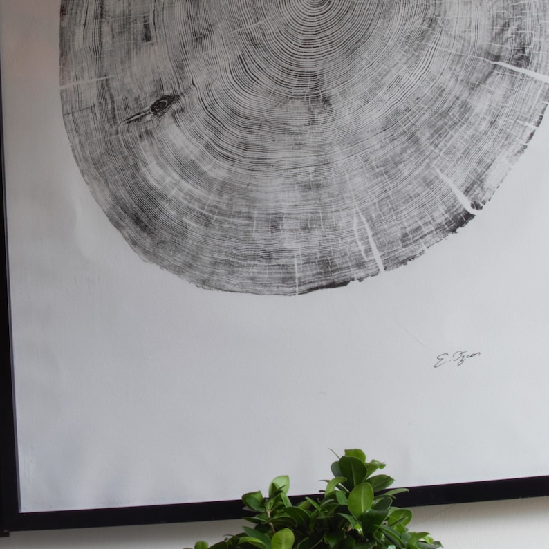 Large Cedar Tree Ring Woodcut Print – Handmade Nature Wall Art image 6