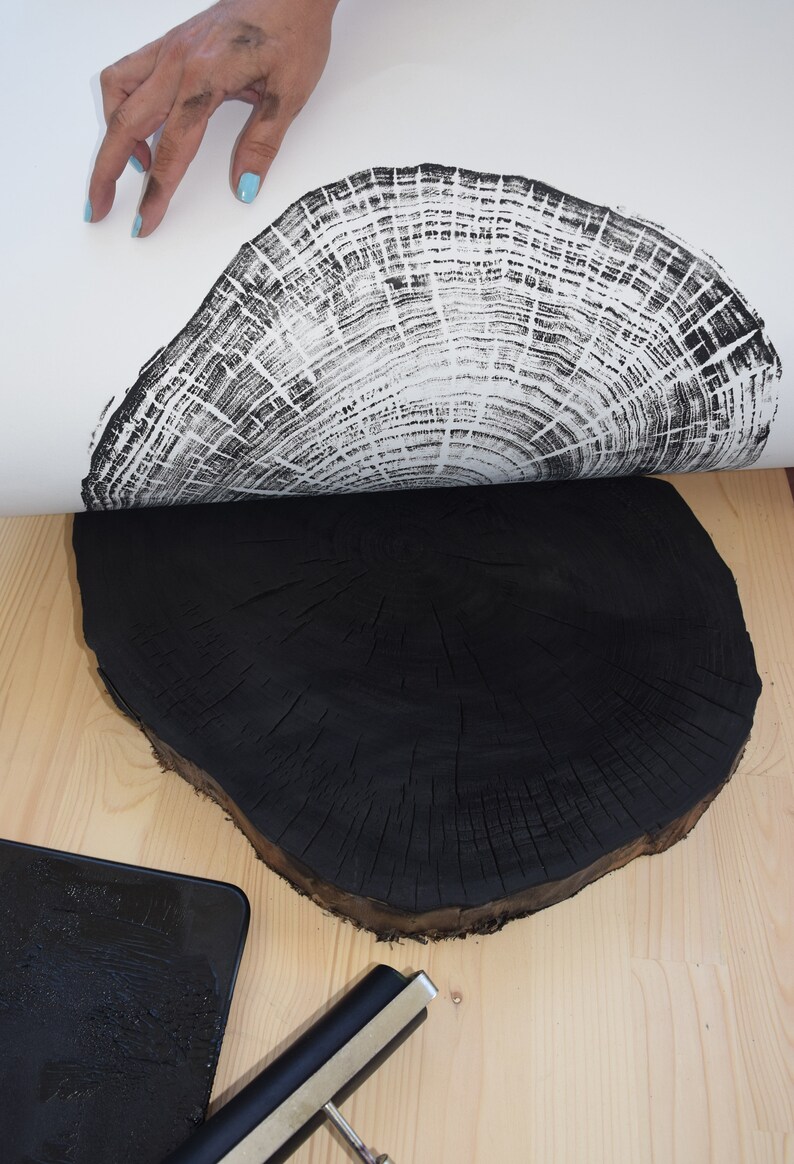 Tree Rings Print Woodcut Print Tree Ring Stamp Unique Wood Etsy