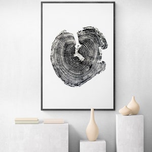 24x36 Tree Ring Print Wall Art, Wood block print wall art, Nature Linocut Art, Birthday Gift For Sister, Tree Trunk Wall Art