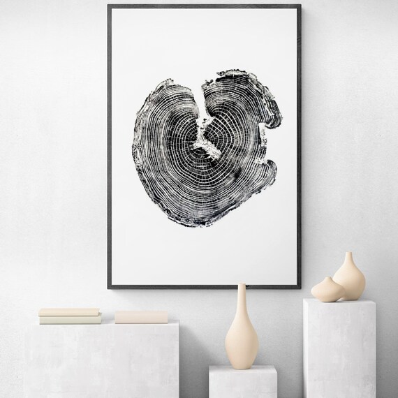 24x36 Tree Ring Print Wall Art Wood Block Print Wall Art Nature