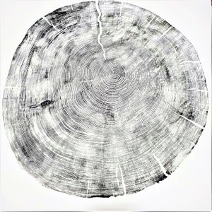 Large Cedar Tree Ring Woodcut Print – Handmade Nature Wall Art image 1