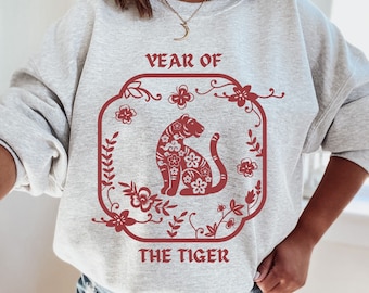 Chriselda Tiger Graphic Sweatshirt Crew Neck Raglan Long Sleeve Pullover Cute Print Shirt Loose Casual Top For Women