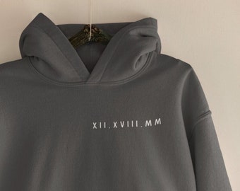 Anniversary Roman date couple hoodies, Customized Couple sweatshirts, Gift for her and him, anniversary hoodie, valentines day gift