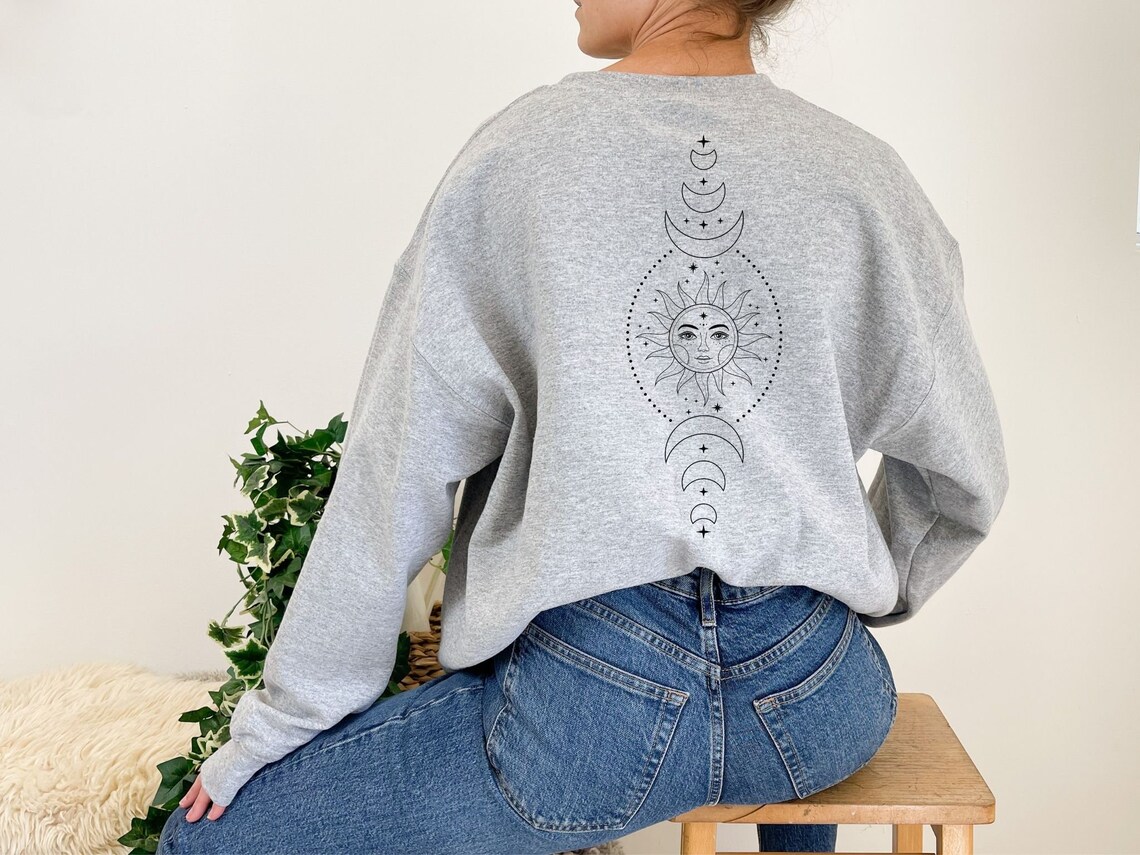 Boho Sun and Moon Sweatshirt Moon Sweater Sun Sweatshirt Etsy