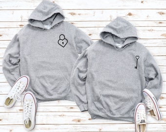 CrazyDaisyWorld Custom Couple Hoodie - Wild Heart Key Lock Design, Personalized Text & Name - View #11
