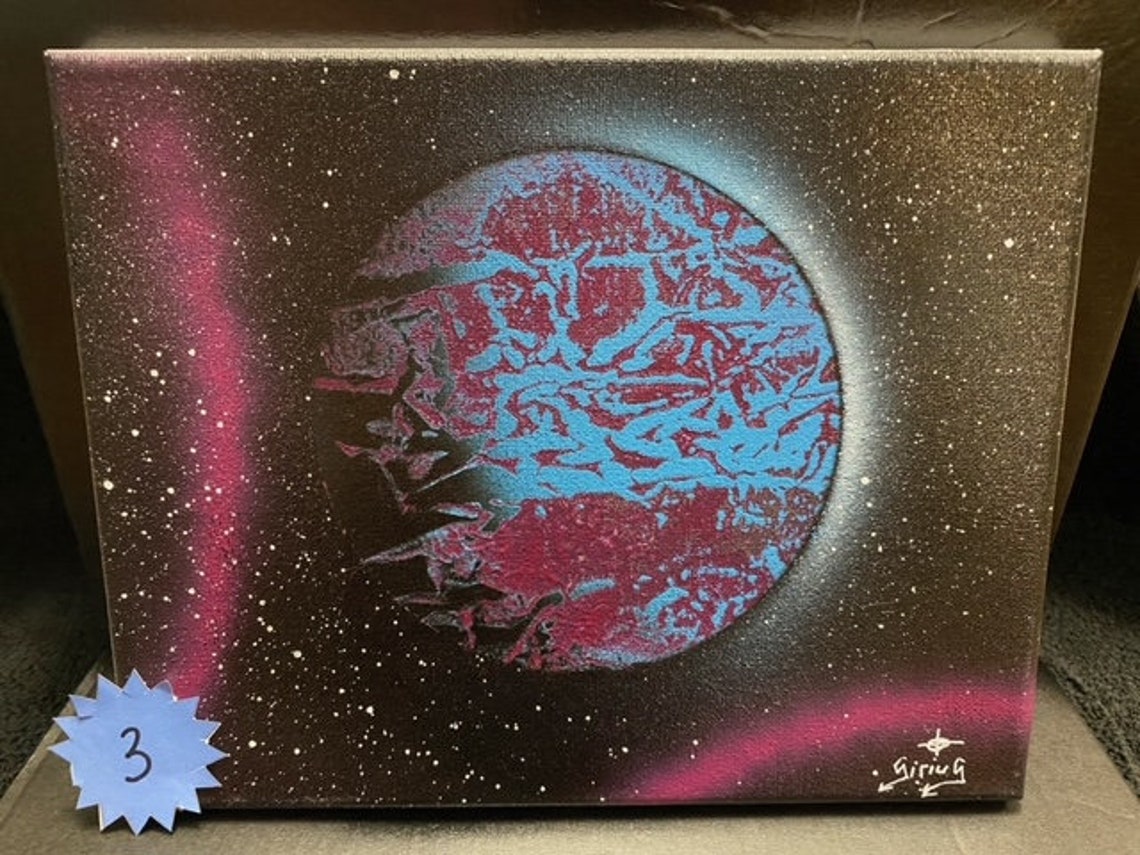 Space Art Spray Paint Art Wall Art Home Studio Etsy