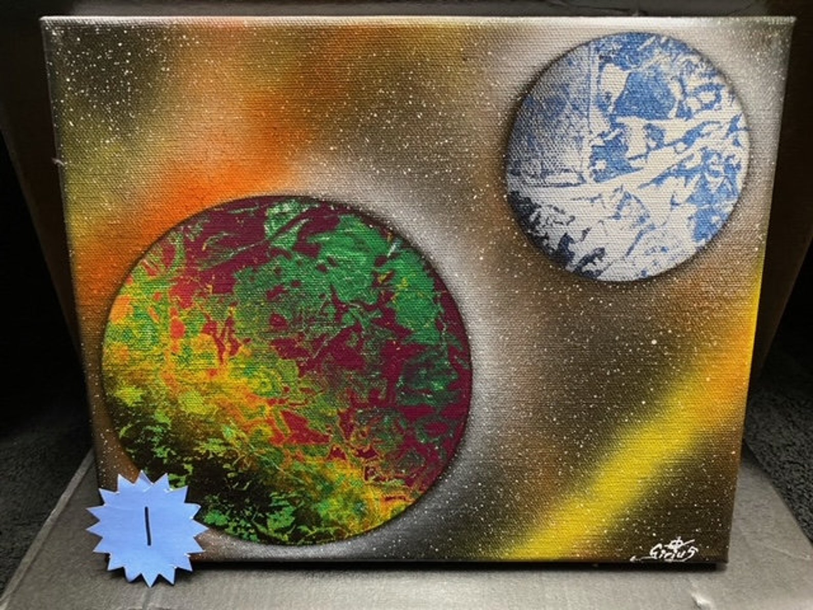 Space Art Spray Paint Art Wall Art Home Studio Etsy