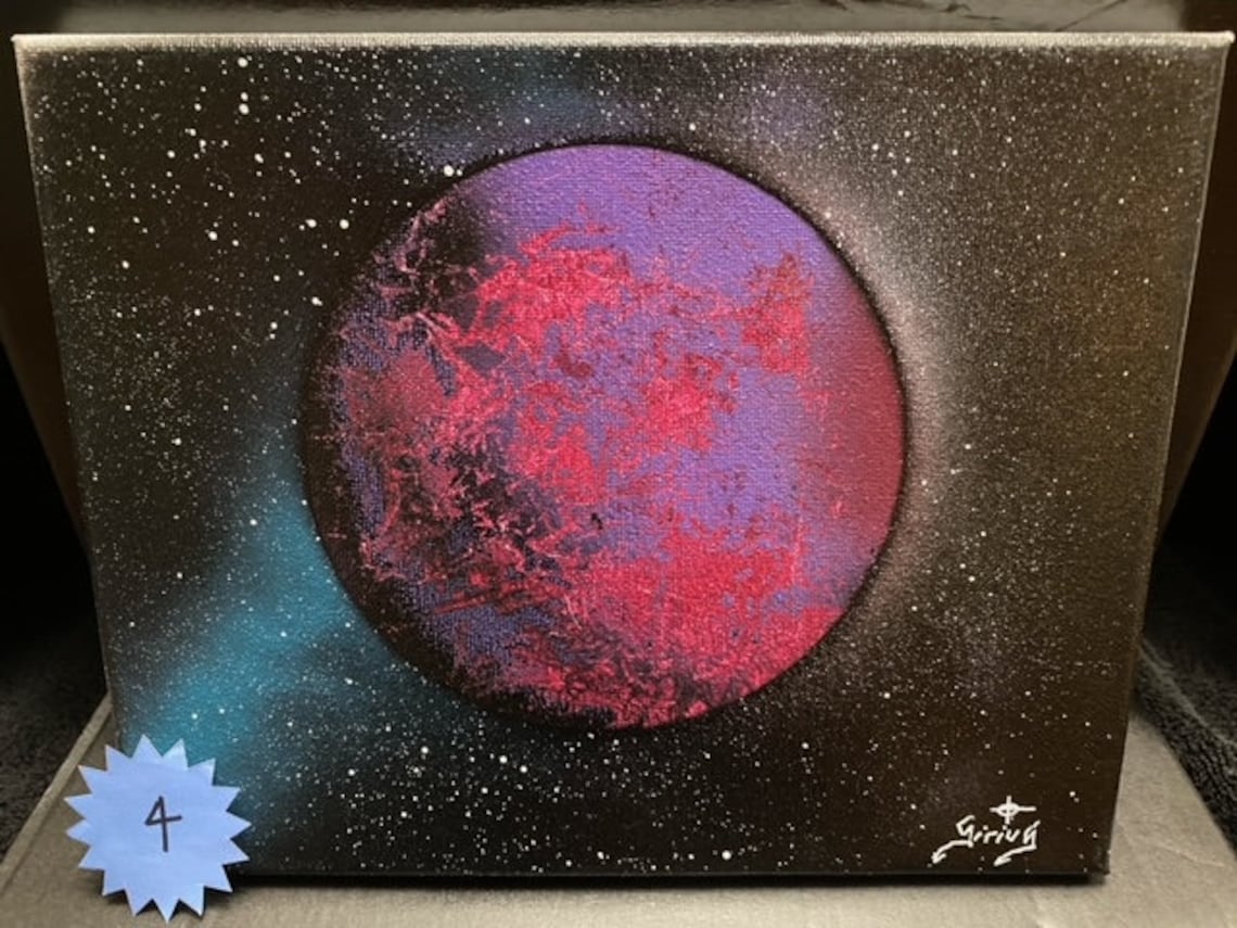 Space Art Spray Paint Art Wall Art Home Studio Etsy