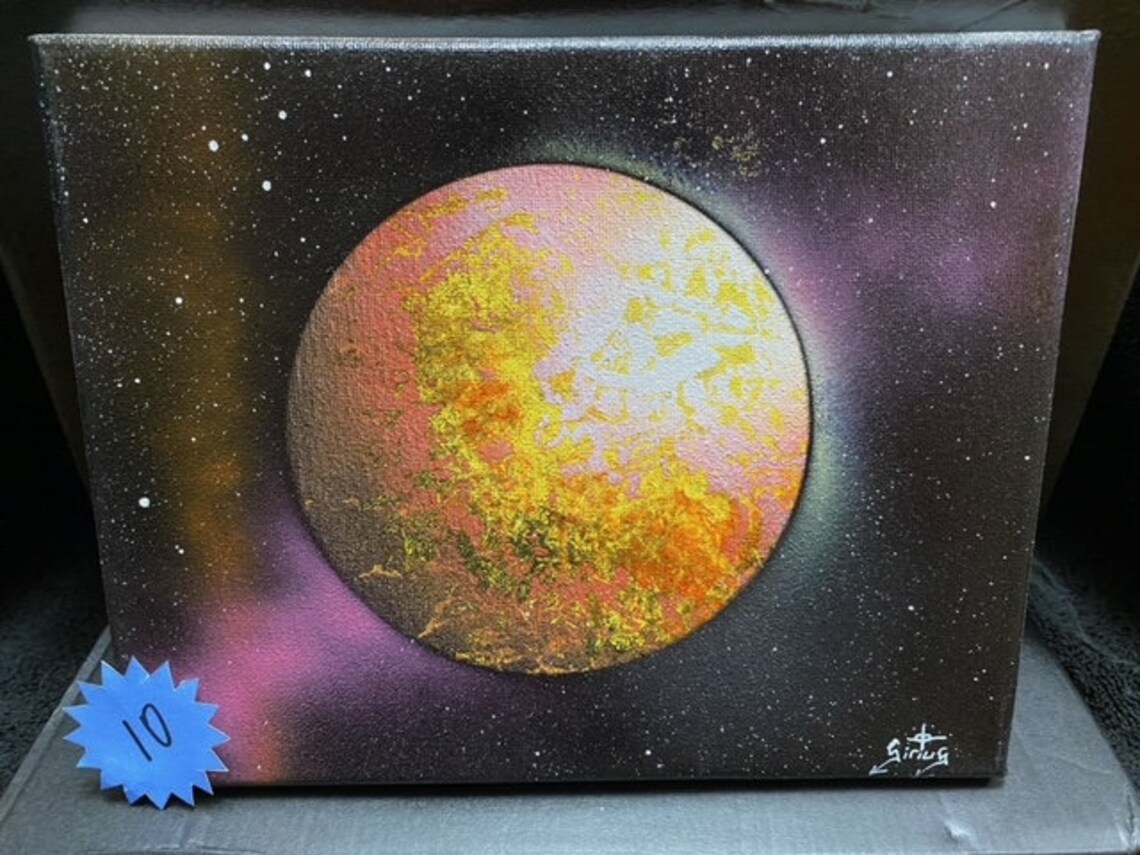 Space Art Spray Paint Art Wall Art Home Studio Etsy
