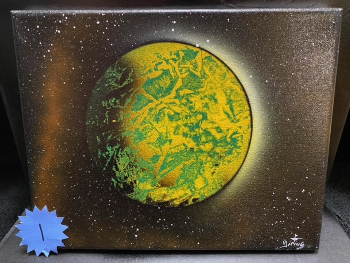 Space Art Spray Paint Art Wall Art Home Studio Etsy